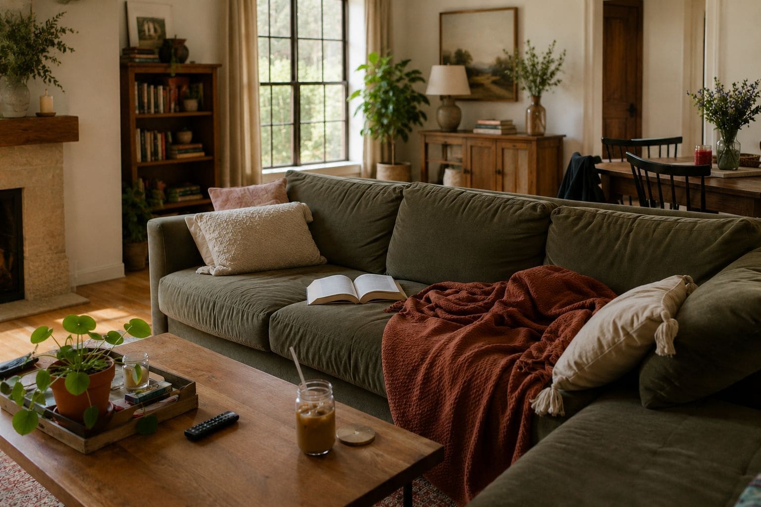 Lived-in living room illustrating the function before form principle of room design